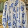 Paisley Print Embroidered Grandad Collar Cotton Shirt