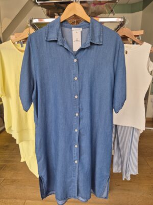 Denim Look Button-Down Shirt Dress