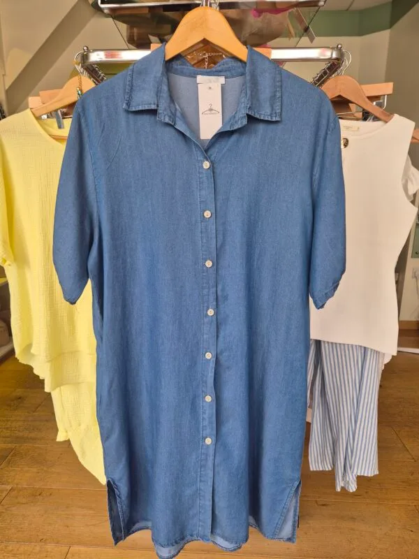 Denim Look Button-Down Shirt Dress