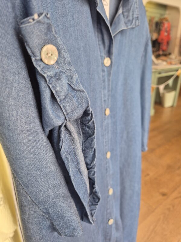 Denim Look Button-Down Shirt Dress