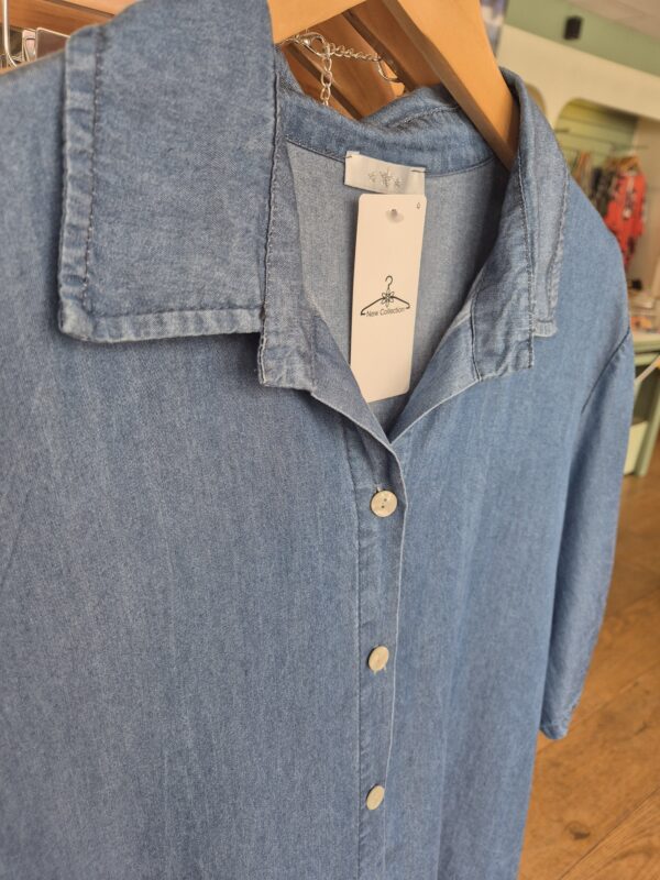 Denim Look Button-Down Shirt Dress