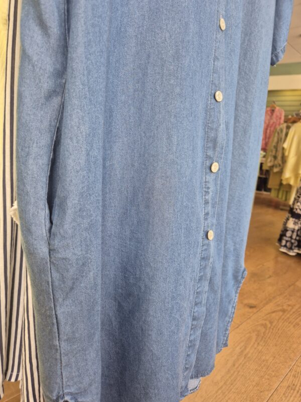 Denim Look Button-Down Shirt Dress