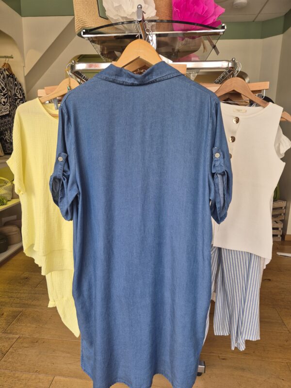 Denim Look Button-Down Shirt Dress