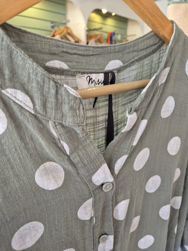 Khaki Polka Dot Button-Up Tunic
