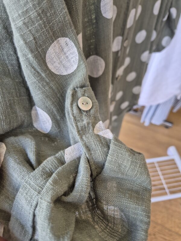 Khaki Polka Dot Button-Up Tunic