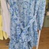 Blue Floral Tie-Waist Mini Dress