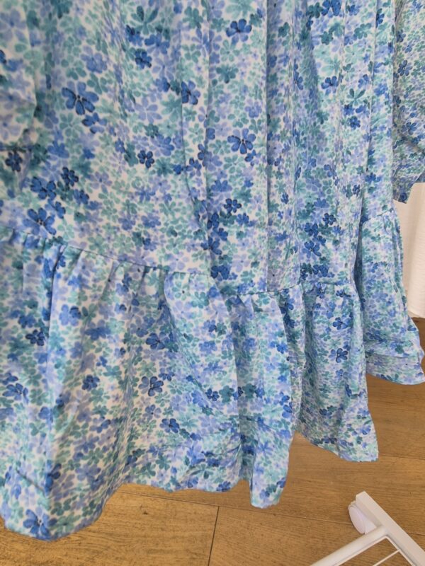 Blue Floral Tie-Waist Mini Dress