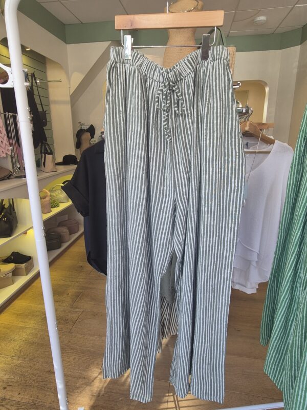 Khaki Striped Cotton Trousers