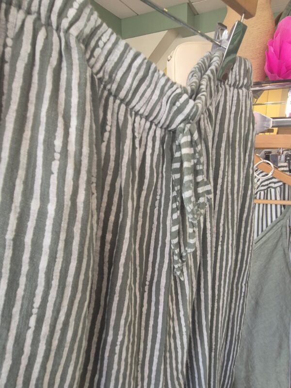 Khaki Striped Cotton Trousers