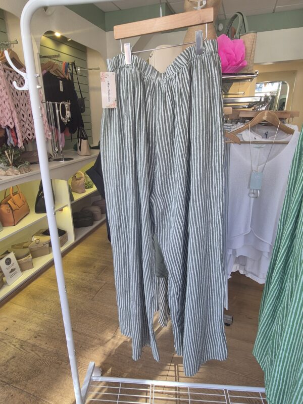 Khaki Striped Cotton Trousers