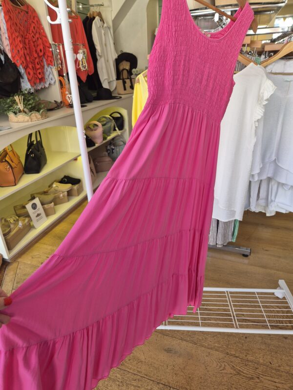 Pink Tiered Midi Dress