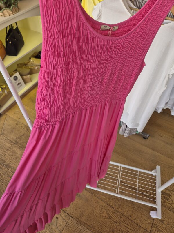 Pink Tiered Midi Dress