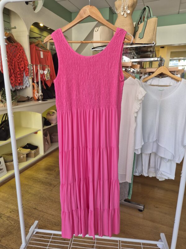 Pink Tiered Midi Dress