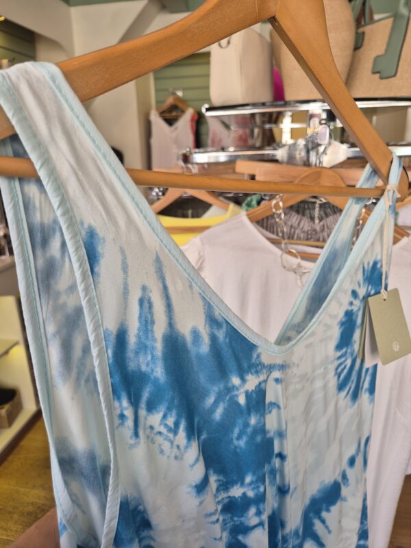Blue Tie Dye Print Midi Dress