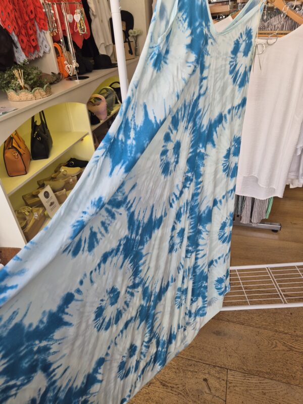 Blue Tie Dye Print Midi Dress