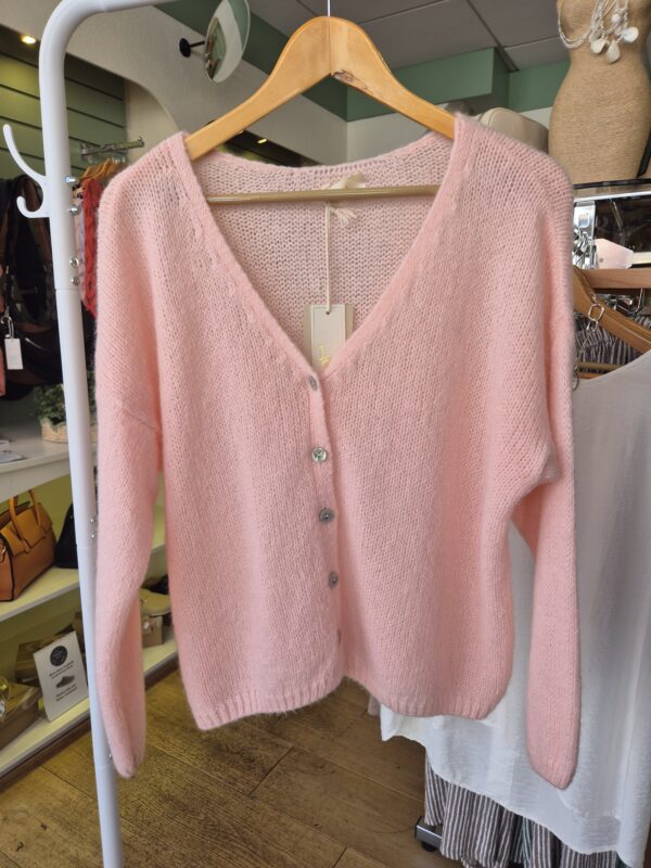 Light Pink Mohair Blend Cardigan
