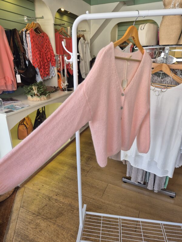Light Pink Mohair Blend Cardigan