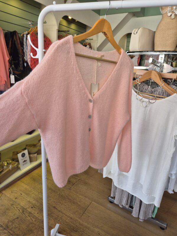 Light Pink Mohair Blend Cardigan