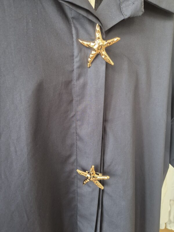 Navy Star Button Shirt Dress