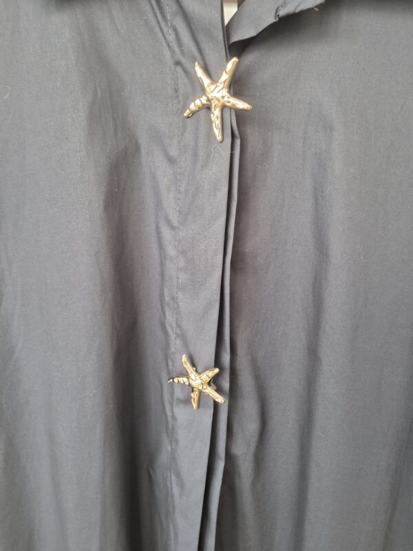 Navy Star Button Shirt Dress