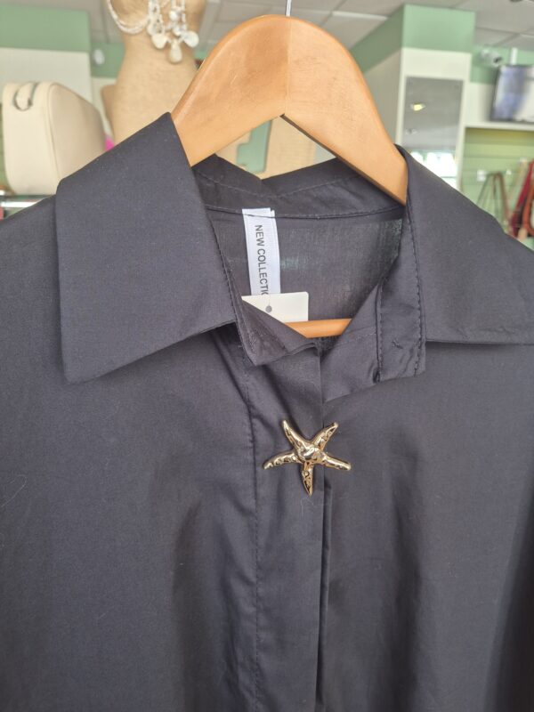 Navy Star Button Shirt Dress