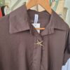 Brown Star Buttons Shirt Dress