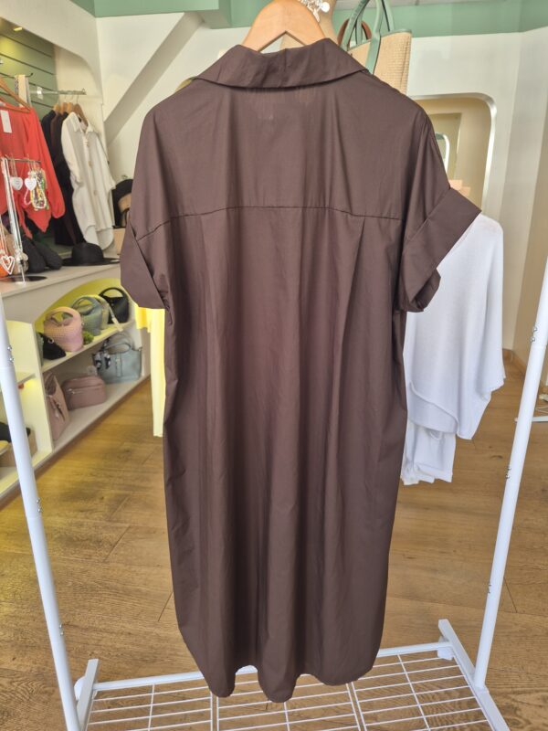 Brown Star Buttons Shirt Dress