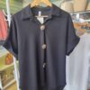 Gold Button Jersey Short Sleeve Shirt Navy