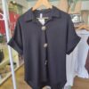 Gold Button Jersey Short Sleeve Shirt Navy