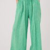 Green Striped Cotton Trousers