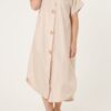 Beige Star Buttons Shirt Dress