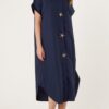 Navy Star Button Shirt Dress