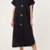 Navy Star Button Shirt Dress