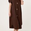 Brown Star Buttons Shirt Dress