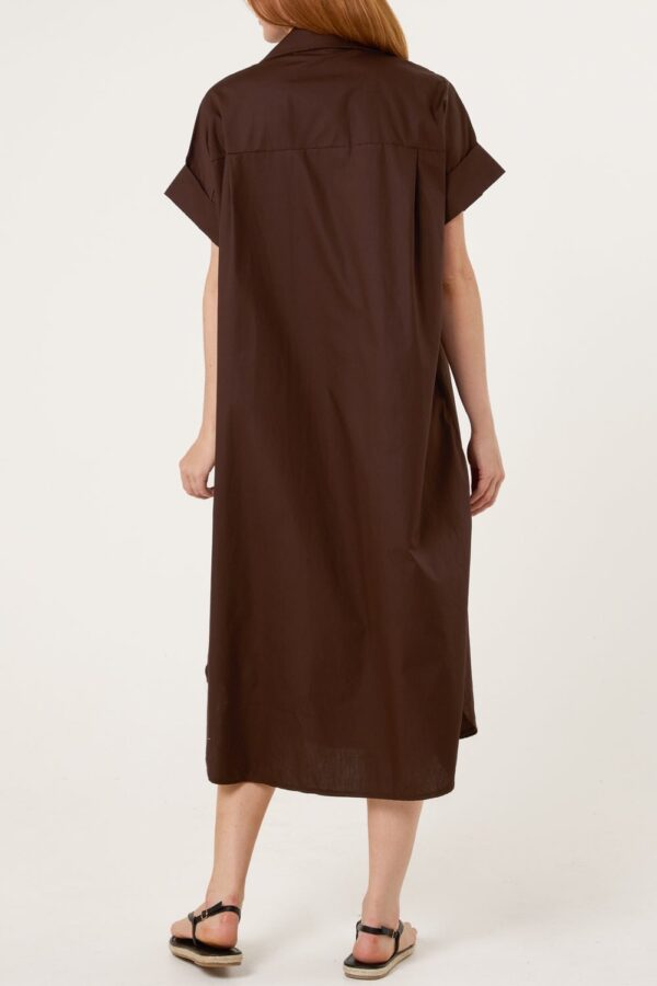 Brown Star Buttons Shirt Dress