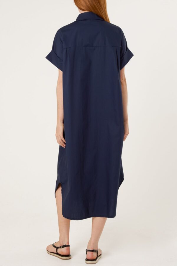 Navy Star Button Shirt Dress