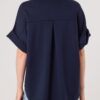 Gold Button Jersey Short Sleeve Shirt Navy