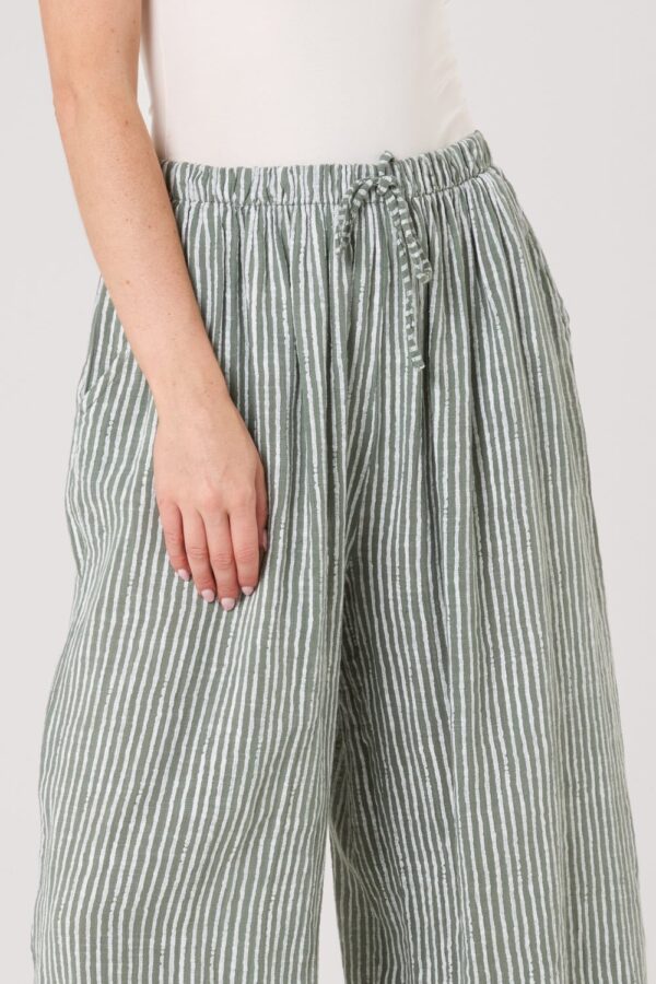 Khaki Striped Cotton Trousers