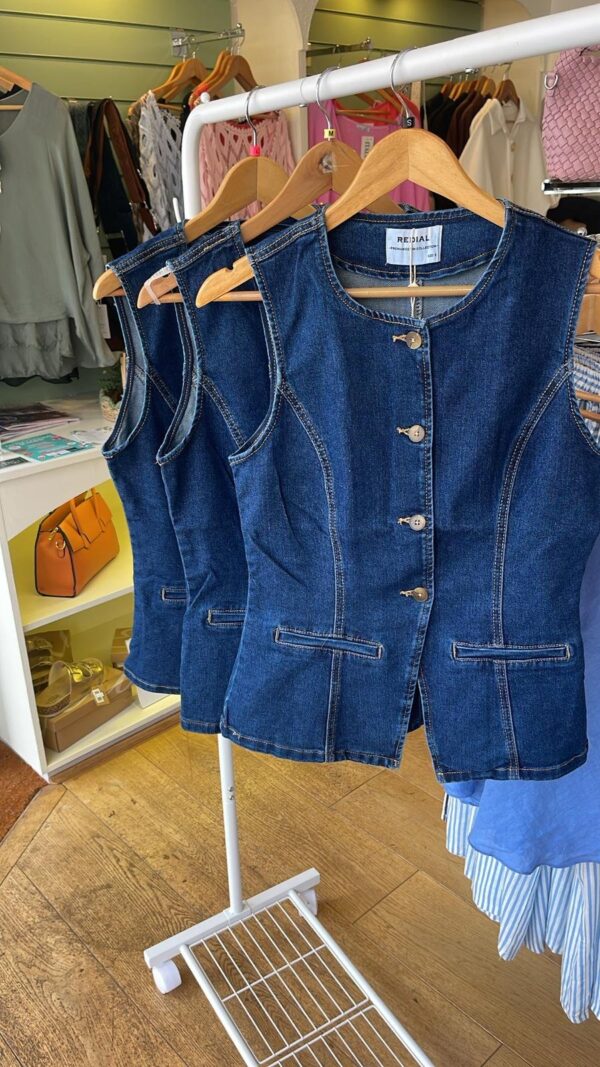 Denim Stretch Tailored Button-Front Waistcoat