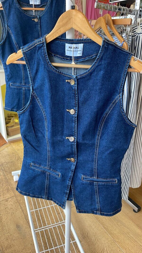 Denim Stretch Tailored Button-Front Waistcoat