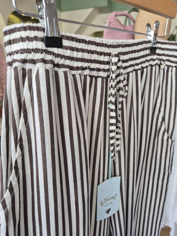 Chocolate Brown Striped Wide- Leg Trousers