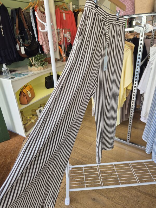 Chocolate Brown Striped Wide- Leg Trousers