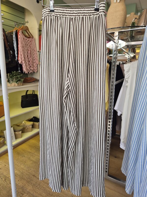 Chocolate Brown Striped Wide- Leg Trousers