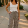 Chocolate Brown Striped Wide- Leg Trousers