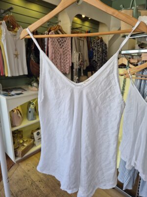 White Linen V-Neck Cami Top