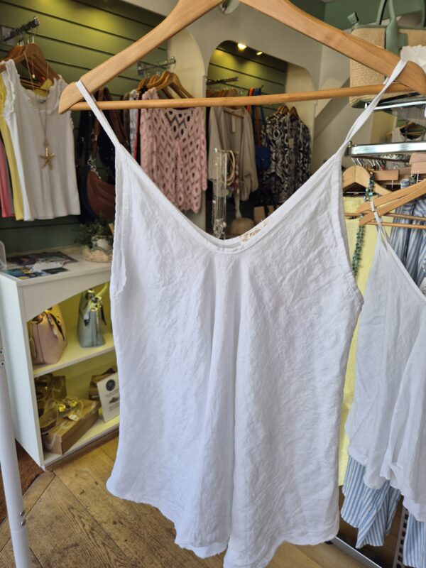 White Linen V-Neck Cami Top