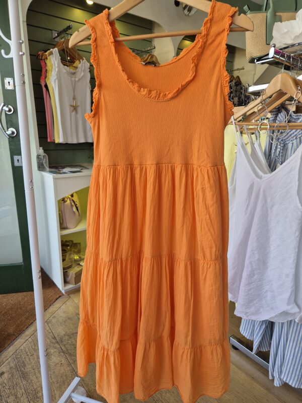 Bright Orange Tiered Summer Dress