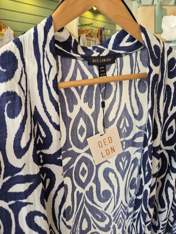 Navy & White Patterned Kimono