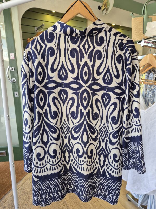 Navy & White Patterned Kimono