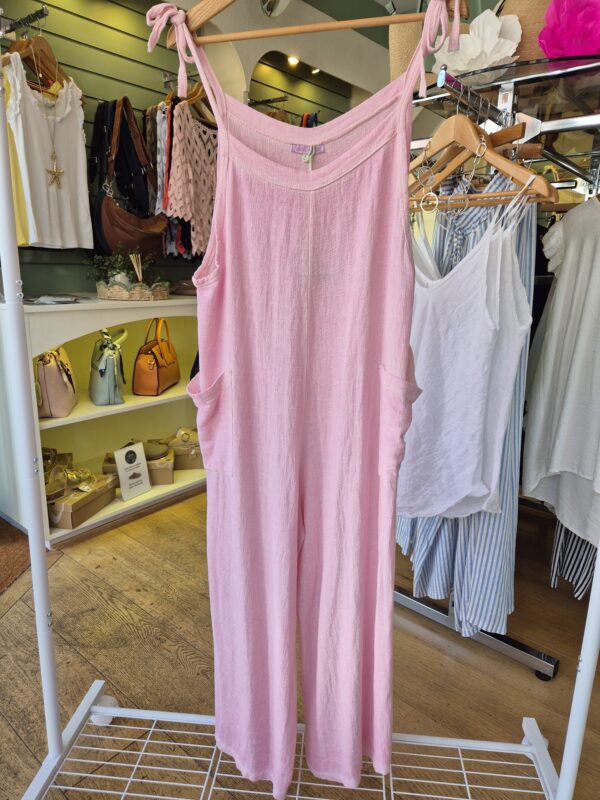 Pink Washed Linen Jumpsuit